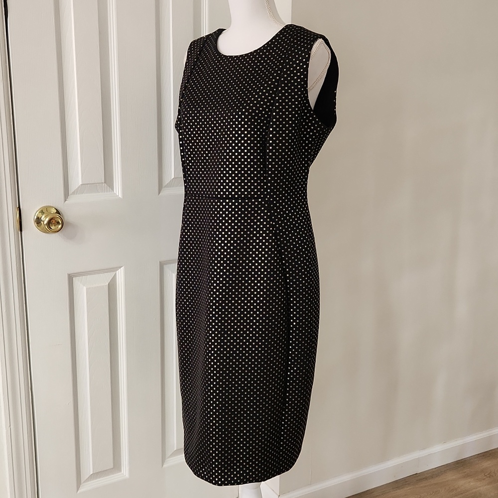 Calvin Klein Black Gold Sheath Pencil Dress 14 - Picture 5 of 15